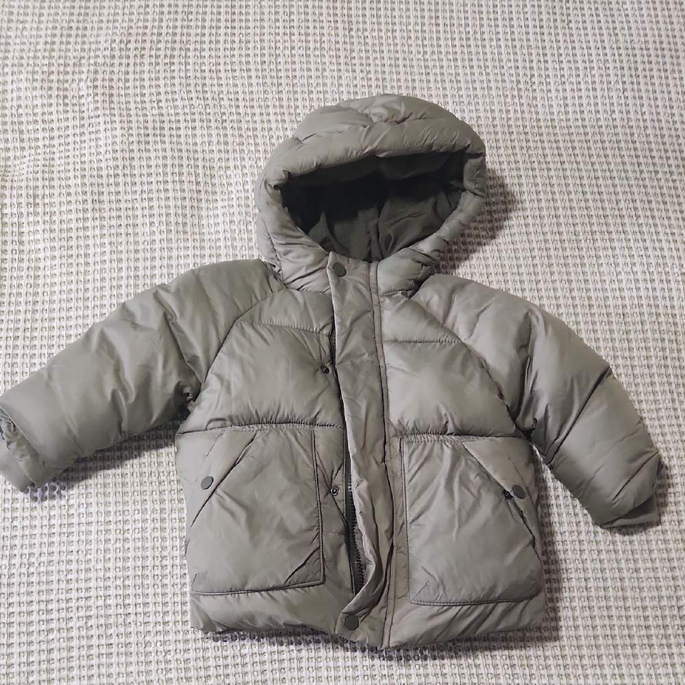 Zara Kids Olive Green Puffer Jacket